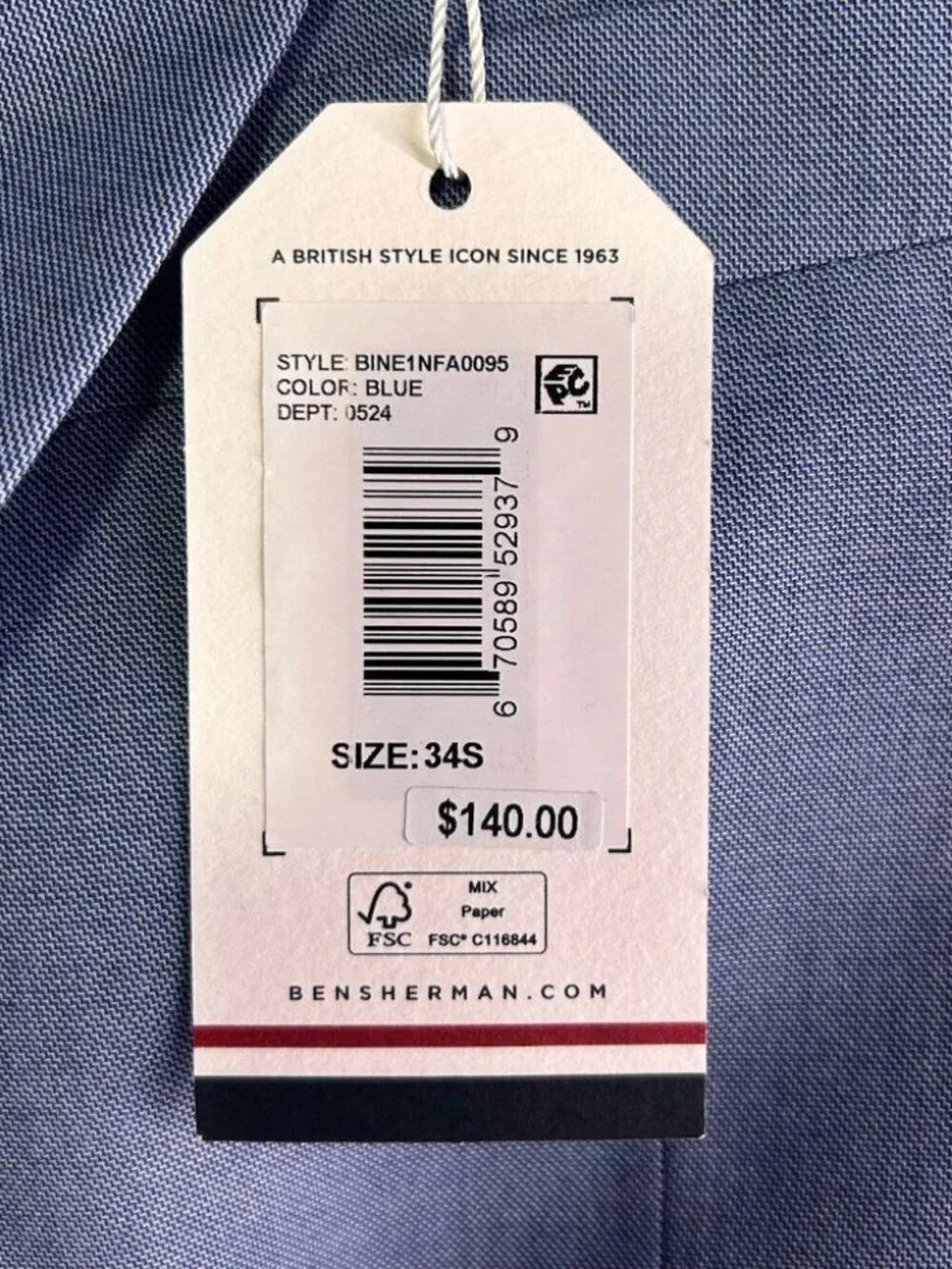Ben Sherman Blue Blazer Jacket 34S Polyester Viscose Stretch